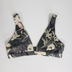 ATHLETA Aqualuxe Wildflower Plunge Bikini Top Gray Sz XS